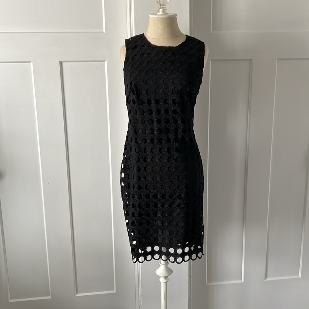 donna karan black label black sheath lined dress